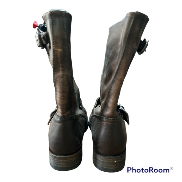 Frye Veronica Leather Buckle Short Moto Boots - Picture 5 of 6